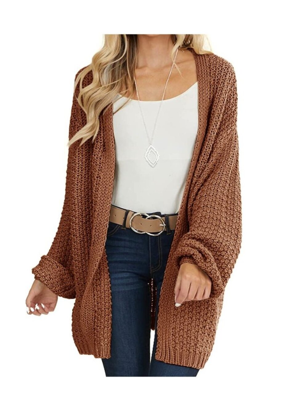 Womens Oversized Long Cardigan Open Front Knit Sweater